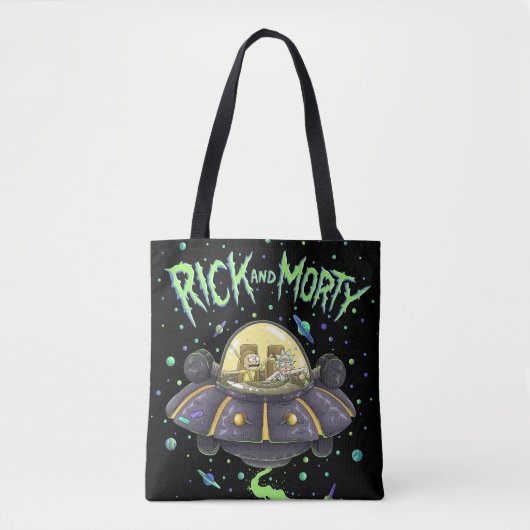 RICKとMORTY™| 図解入りの、写真付きの宇宙フライトグラフィック トートバッグ (正面)