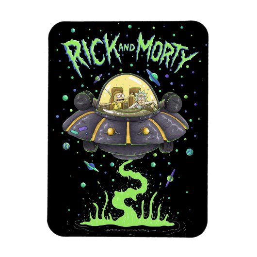 RICKとMORTY™| 図解入りの、写真付きの宇宙フライトグラフィック マグネット (縦)