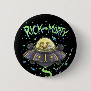 RICKとMORTY™  図解入りの、写真付きの宇宙フライトグラフィック 缶バッジ