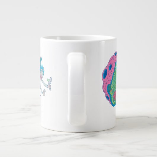 RICKとMORTY™|感染したポータルから落下 ジャンボコーヒーマグカップ (裏面)