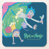 RICKとMORTY™|感染したポータルから落下 スクエアペーパーコースター (正面)