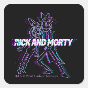 RICKとMORTY™ Glitched Rick And Morty スクエアシール