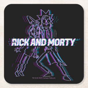 RICKとMORTY™ Glitched Rick And Morty スクエアペーパーコースター