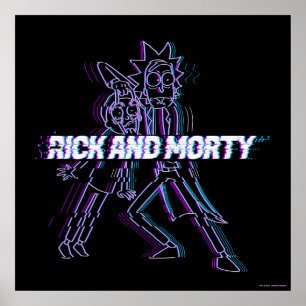 RICKとMORTY™  Glitched Rick And Morty ポスター