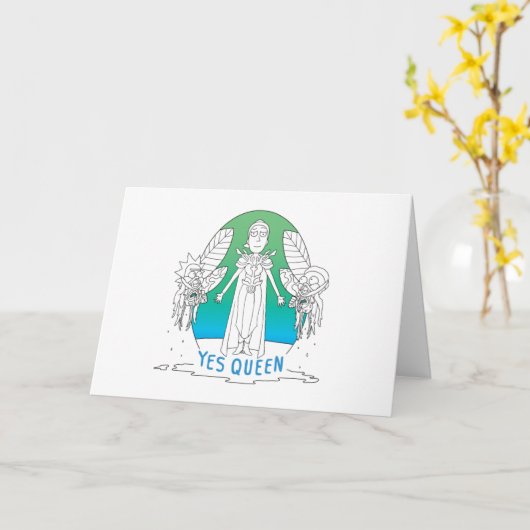 RICKとMORTY™|Yesクイーン カード (黄色い花)
