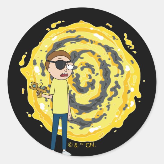 RICK AND MORTY™ | イーヴィル・モーティのポータル ラウンドシール (正面)