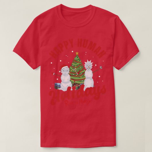Rick and Morty Christmas Happy Human Holidays Cele Tシャツ (デザイン正面)