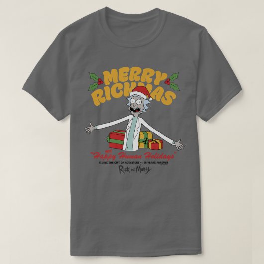 Rick and Morty Christmas Merry Rickmas Happy Human Tシャツ (デザイン正面)