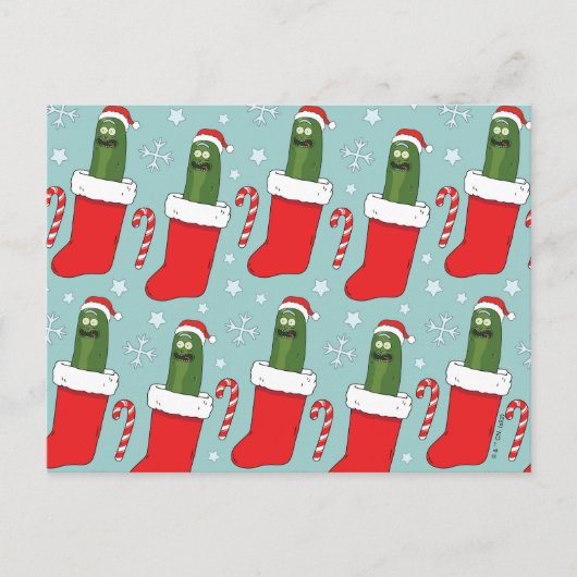 Rick and Morty | Christmas Pickle Rick Pattern シーズンポストカード (正面)