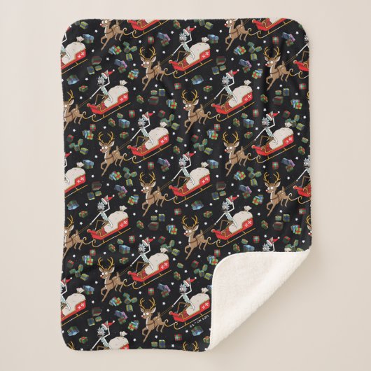 Rick and Morty | Christmas Reindeer Sleigh Pattern シェルパブランケット (正面)