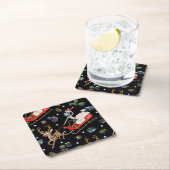 Rick and Morty | Christmas Reindeer Sleigh Pattern スクエアペーパーコースター (インサイチュ)