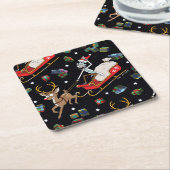 Rick and Morty | Christmas Reindeer Sleigh Pattern スクエアペーパーコースター (アングル)