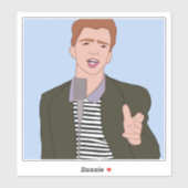 Rick Astley Cartoon Vinylステッカー シール (シート)
