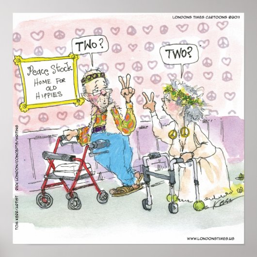 Rick Londonによる面白いポスター「Two Old Hippies」 ポスター (正面)