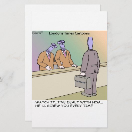 Rick LondonのScrewyセールスマンおもしろい 便箋 (正面/裏面)