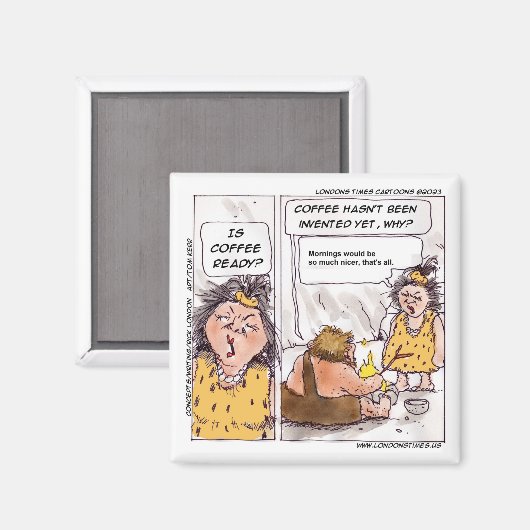 Rick London先史時代のコーヒーおもしろい漫画 マグネット (正面/裏面)