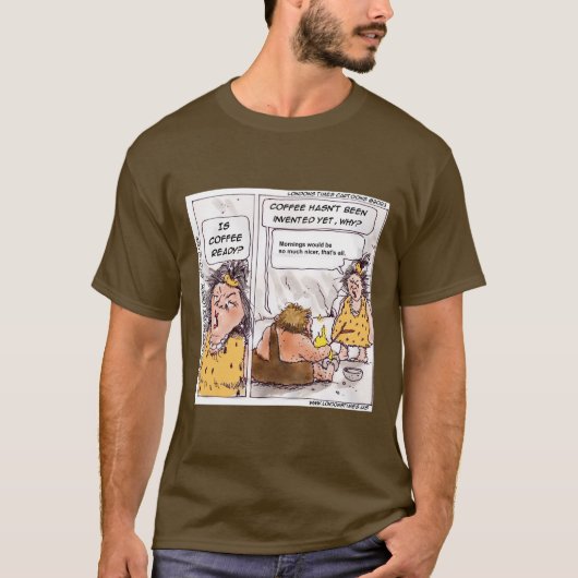 Rick London先史時代のコーヒーおもしろい漫画 Tシャツ (正面)