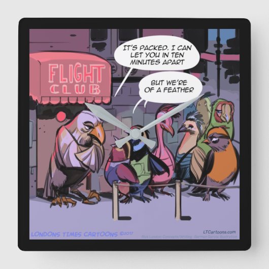 Rick London "Birds Of A Feather"ウォークロッおもしろいク スクエア壁時計 (正面)