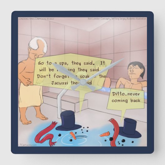 Rick London Comic Snowman Square Wall Clock スクエア壁時計 (正面)