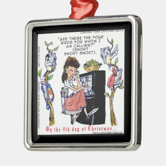 Rick London Ernestineコーリングバードクリスマス メタルオーナメント (左)