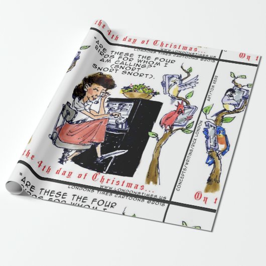 Rick London Ernestineコーリングバードクリスマス ラッピングペーパー (アンロールド)