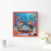 Rick London Fish遊の「Go Fish」カードゲーム漫画 スクエア壁時計 (ホーム)