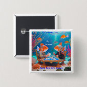 Rick London Fish遊の「Go Fish」カードゲーム漫画 缶バッジ (正面&裏面)