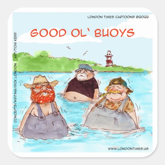 Rick London Good Ol' Buoys おもしろ コミック スクエアシール (正面)