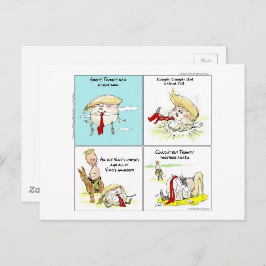 Rick London "Trumpty Dumpty"トランプギフトおもしろい"Trumpty D ポストカード (正面/裏面)