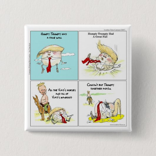 Rick London "Trumpty Dumpty"トランプギフトおもしろい"Trumpty D 缶バッジ (正面)