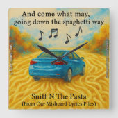 Rick London's Misheard Lyrics Spaghetti Way Funny スクエア壁時計 (正面)