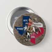 Rick Perryの2016年のブロンコのBuckaroo 缶バッジ (正面&裏面)