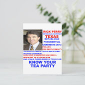Rick Perry(テキサス州茶パーティー知事) ポストカード (スタンド正面)