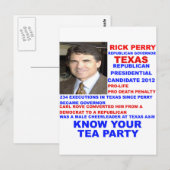 Rick Perry(テキサス州茶パーティー知事) ポストカード (正面/裏面)