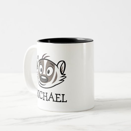 Rickyのアライグマ|のブーマーのアナグマの顔 ツートーンマグカップ (正面左)