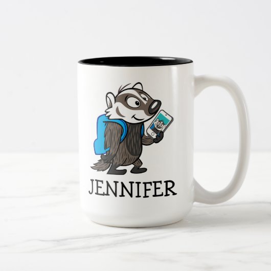 Rickyのアライグマ|のブーマーのアナグマSelfie ツートーンマグカップ (右)