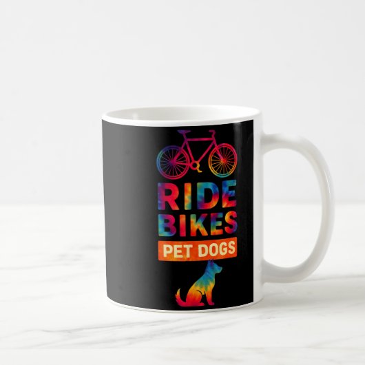 Ride Bikes Pet Dogs Bicycle Cycling Biking Dog Lov コーヒーマグカップ (右)