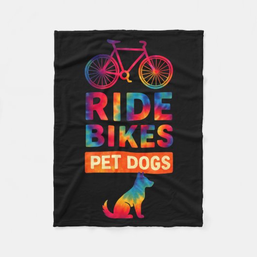 Ride Bikes Pet Dogs Bicycle Cycling Biking Dog Lov フリースブランケット (正面)