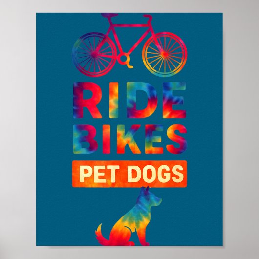 Ride Bikes Pet Dogs Bicycle Cycling Biking Dog Lov ポスター (正面)