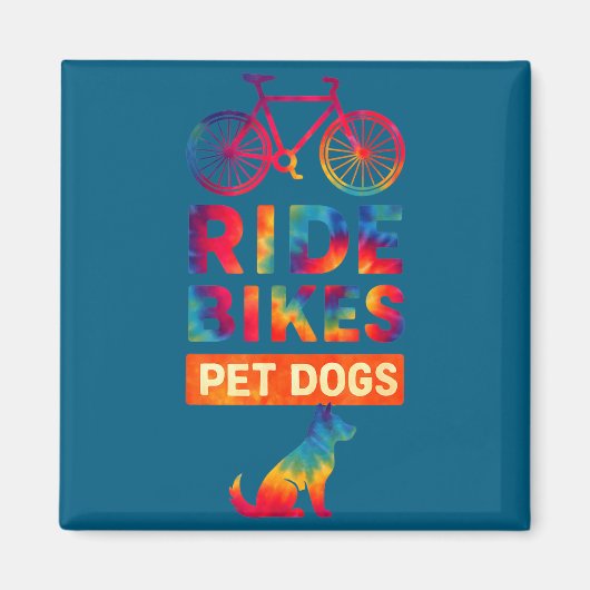 Ride Bikes Pet Dogs Bicycle Cycling Biking Dog Lov マグネット (正面)