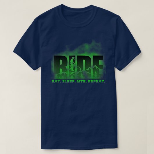 Ride Eat Sleep MTB Repeat Mountain Biking 1299 Tシャツ (デザイン正面)