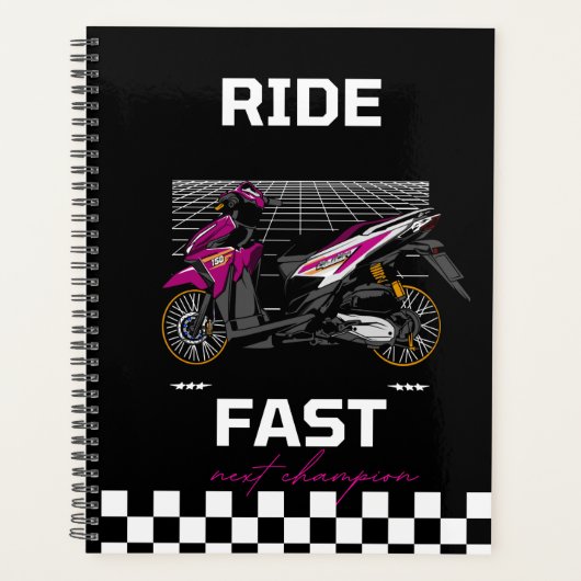 Ride Fast Notebook – Racing Aesthetic Journal プランナー手帳 (正面)
