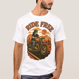 Ride Free Vintage Motorcycle Adventure Art Tシャツ