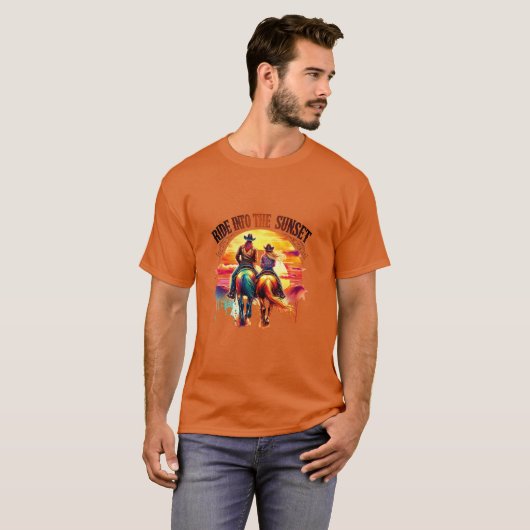 ✨"Ride in the Sunset" Cowboy Ranch Shirt – Perfect Tシャツ (正面フル)