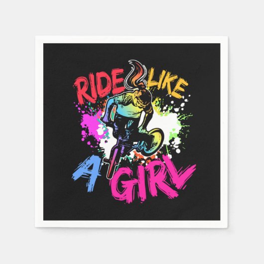 Ride Lke A Girl BMX Biker Gift Idea スタンダードカクテルナプキン (正面)