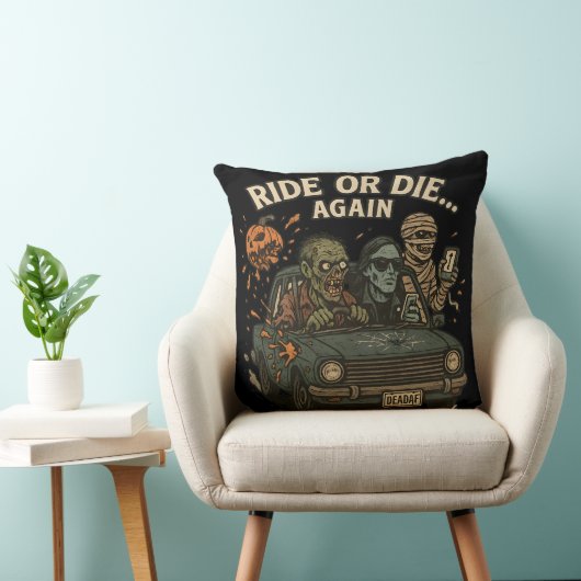 Ride Or Die Again おもしろハロウィンゾンビ クッション (椅子)