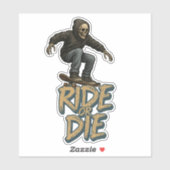 Ride Or Die Skater Skeleton -Skateboarding Graphic シール (シート)