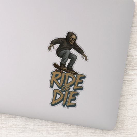 Ride Or Die Skater Skeleton -Skateboarding Graphic シール (詳細)