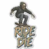 Ride Or Die Skater Skeleton -Skateboarding Graphic シール (正面)