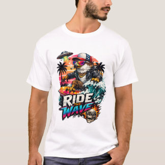 Ride the Wave Eagle Surfer Tシャツ